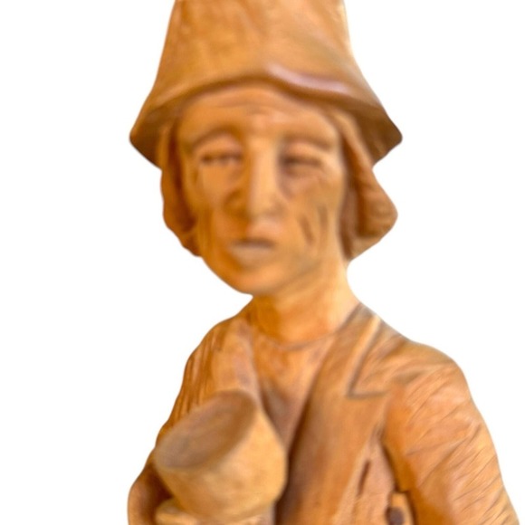 Polish Wood Carving Old Man with a Cup and Crutch - Picture 1 of 8